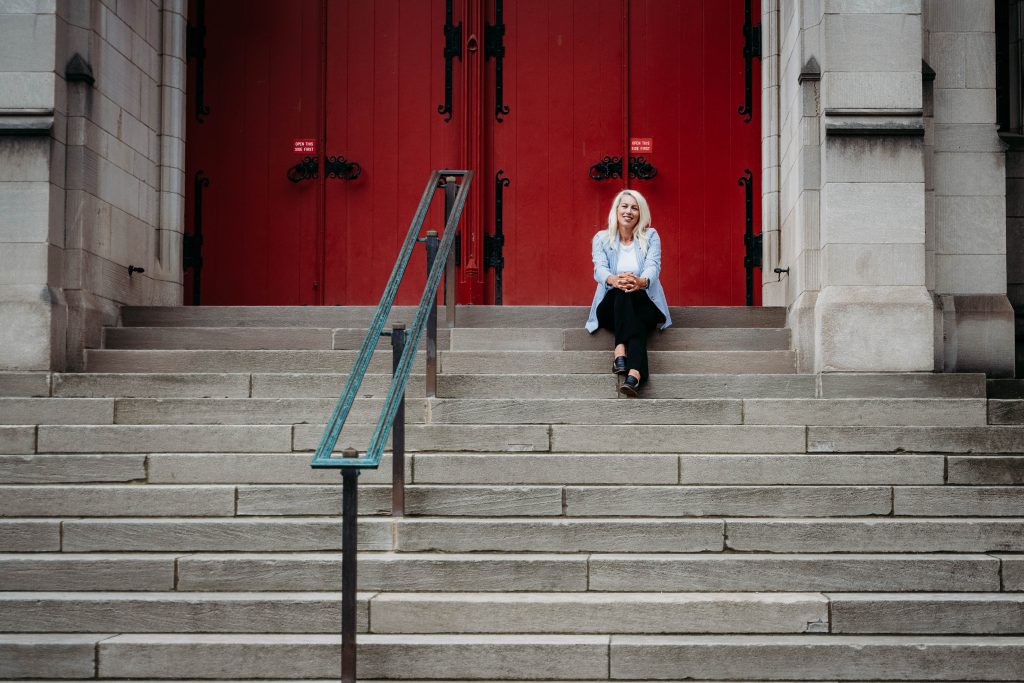 Jennifer L. Dayton in downtown Kalamazoo, founder of the Kalamazoo Justice Project and civil rights advocate.